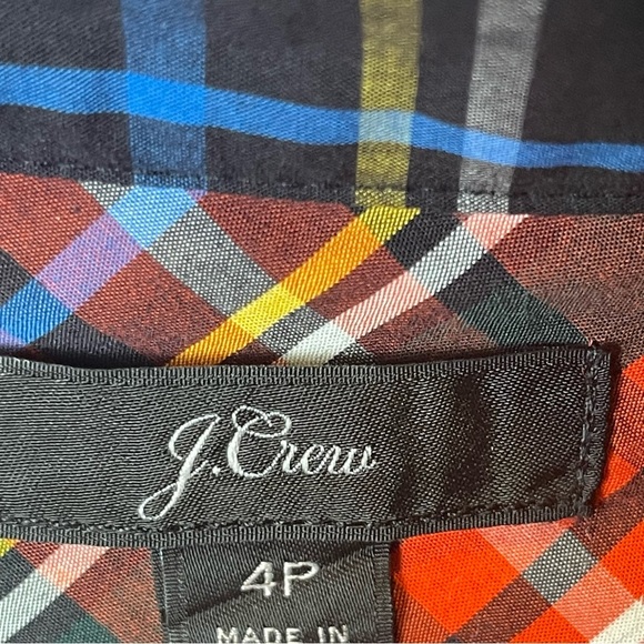 J Crew Jewel Button Tartan Plaid Funnel Top K6797 - Sz 4P - Picture 10 of 12